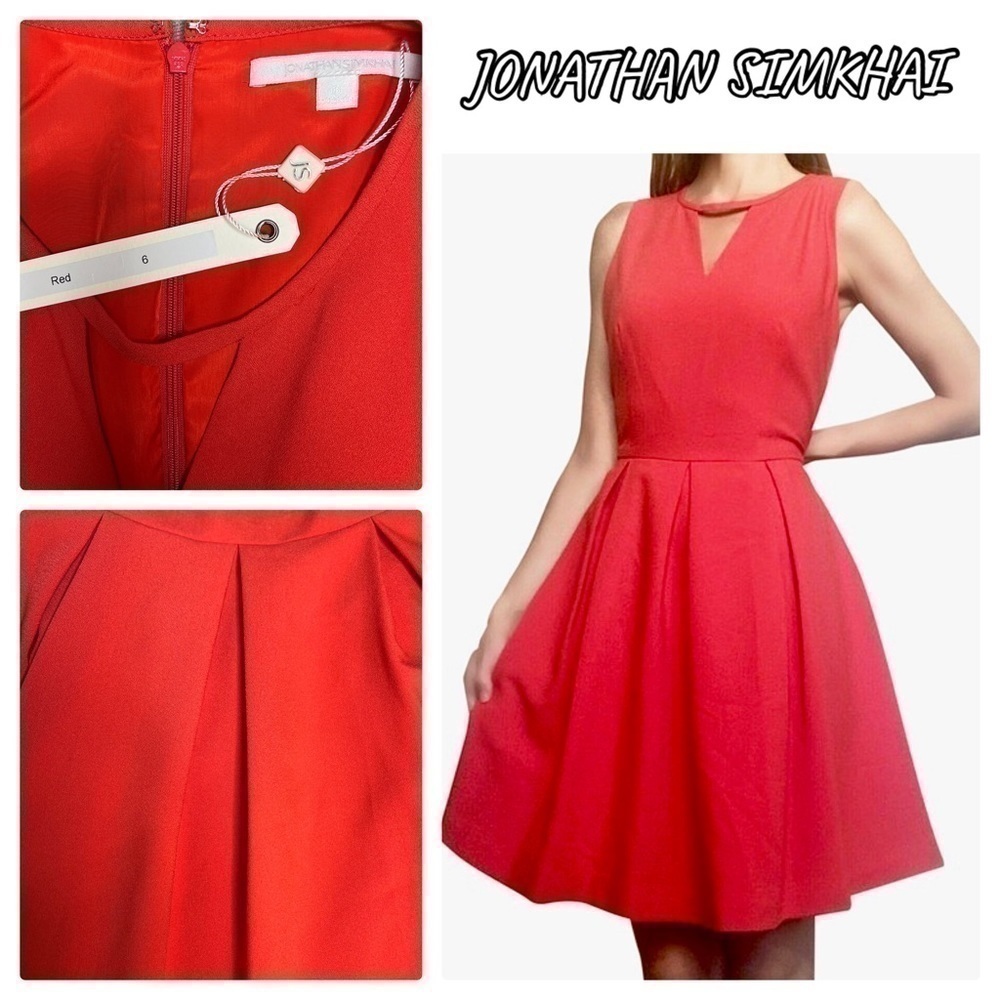 JONATHAN SIMKHAI Sleeveless Red Keyhole Flare Dress NWT | 6‌‌‌‌‌‌‌‌‌‌‌‌‌‌
